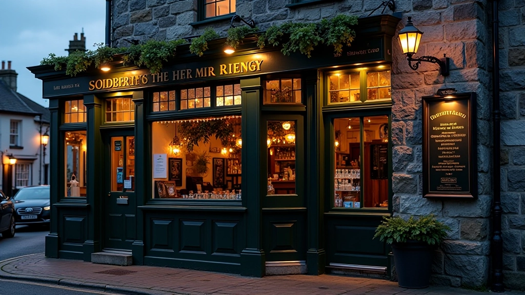 Traditional Irish pub with traditional stone exterior and welcoming entrance near the harbour